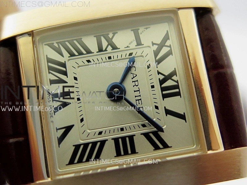 Tank Francaise Ladies 21.2mm RG 8848F 1:1 Best Edition Silver Dial on Red Leather Strap Ronda Quartz V2